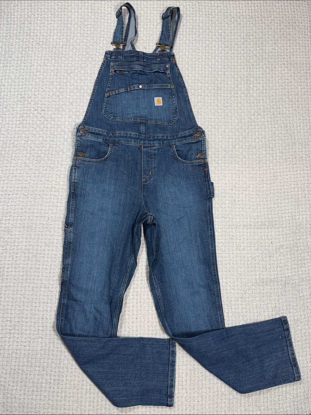 Carhartt Denim Overalls Relaxed Fit Bibs Grunge Biker Size XS (0-2) Short